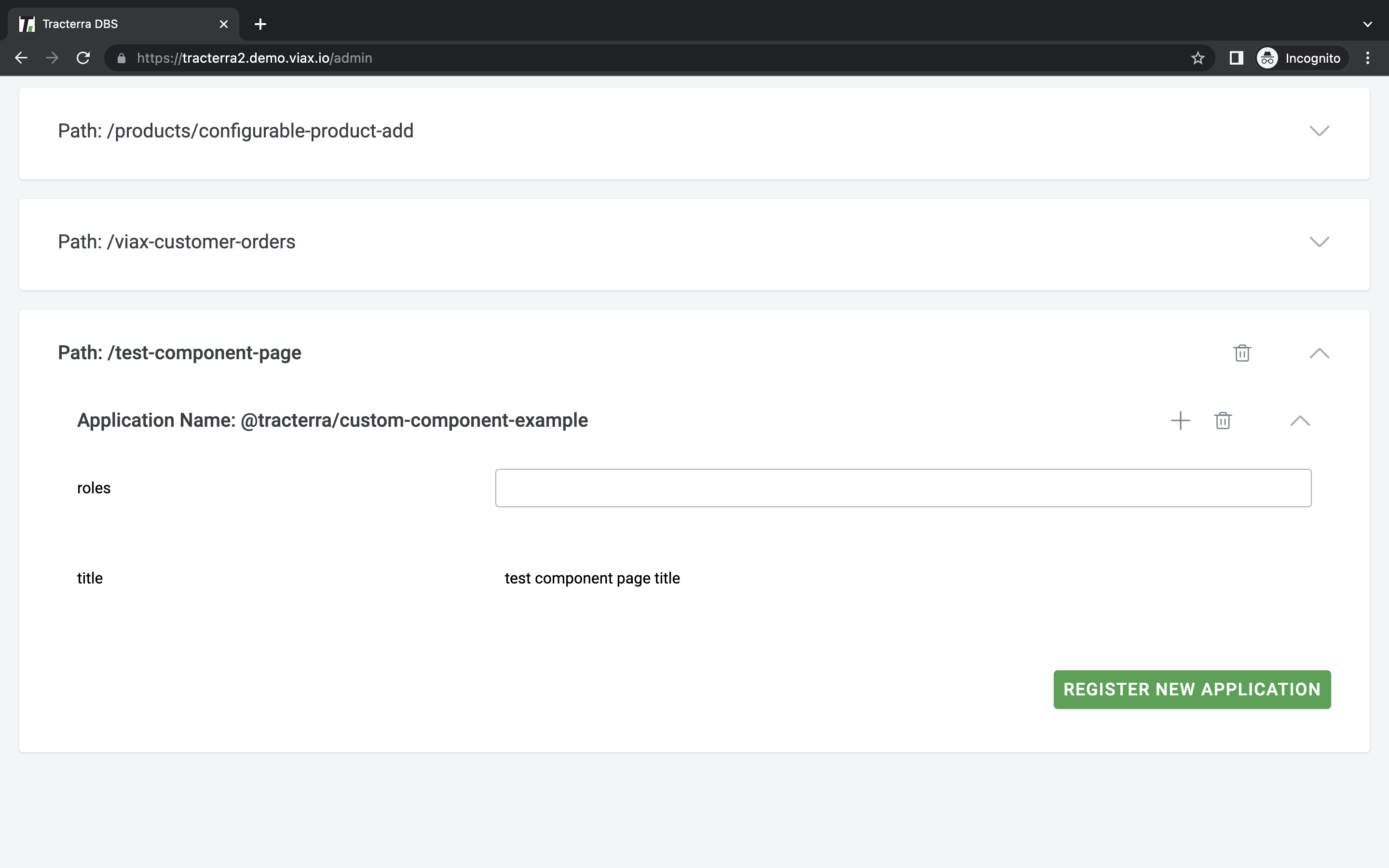 Registering Component viax