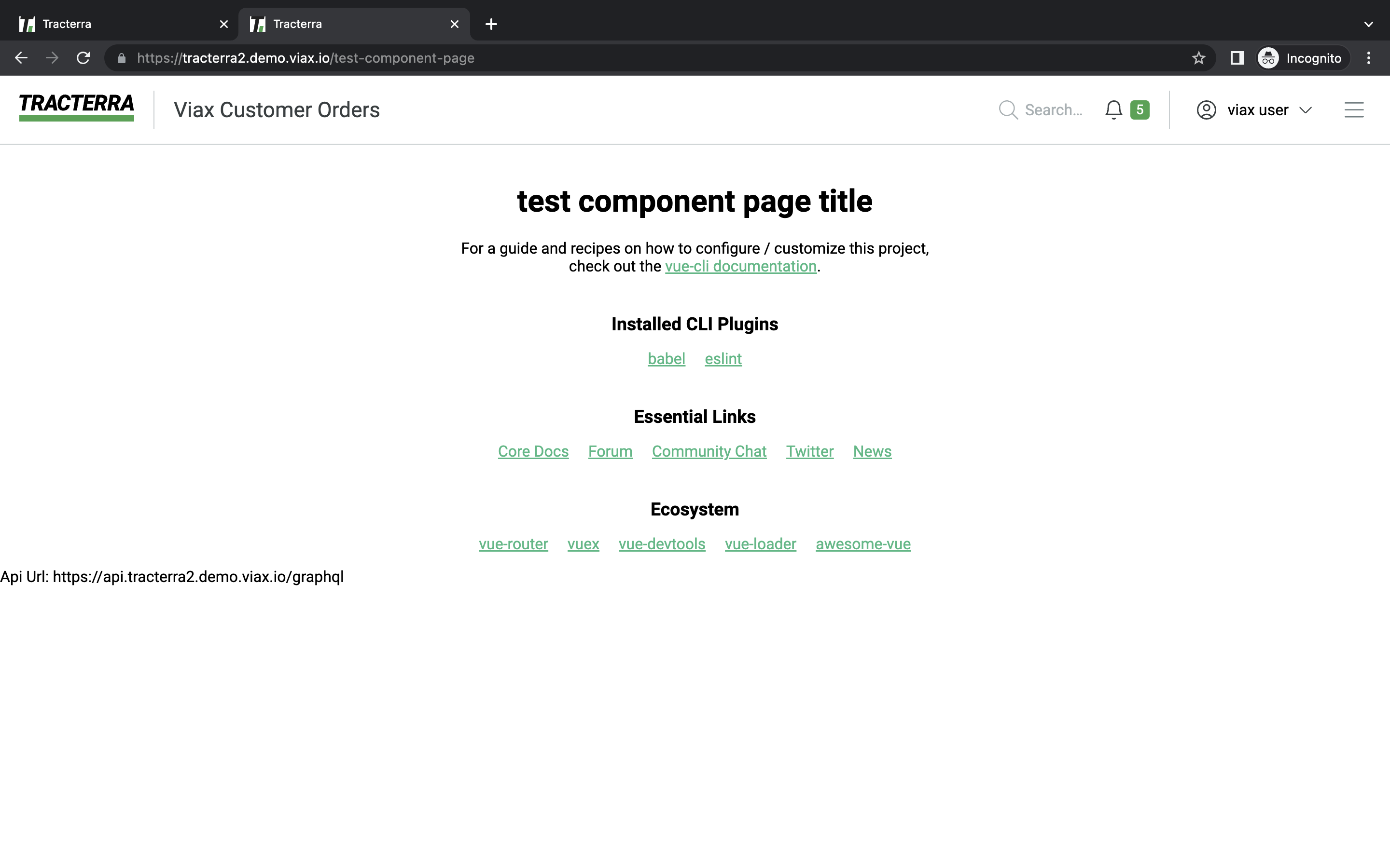 Registering Component viax